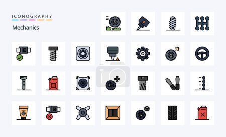 Ilustración de 25 Mecánica de la línea llena icono de estilo pack - Imagen libre de derechos