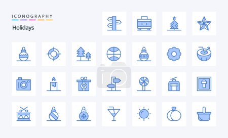 Ilustración de 25 Vacaciones Paquete icono azul - Imagen libre de derechos