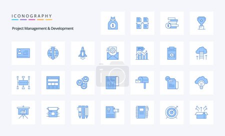 Illustration for 25 Project Management And Development Blue icon pack - Royalty Free Image