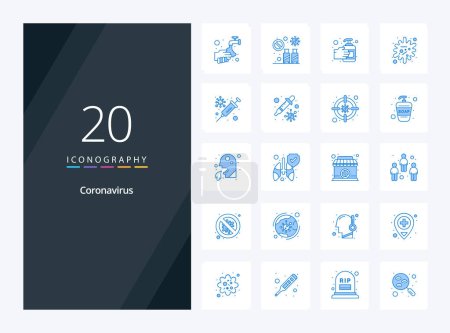 Illustration for 20 Coronavirus Blue Color icon for presentation - Royalty Free Image