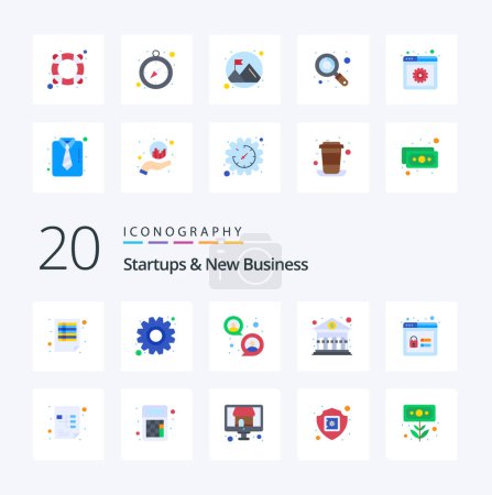 Ilustración de 20 Startups Y Nuevo Icono de Color Plano de Negocios Paquete como bloqueo seguro grupo de enfoque construcción de cuenta - Imagen libre de derechos