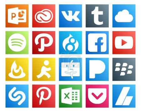 Ilustración de 20 Paquete de iconos de redes sociales incluyendo blackberry. Buscador. camino. Apunta. vídeo - Imagen libre de derechos
