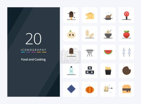 Ilustración de 20 Alimentos icono de color plano para la presentación - Imagen libre de derechos