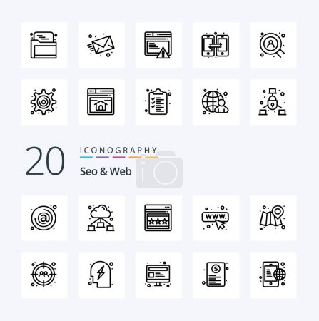 Ilustración de 20 Seo Web Line icono Paquete como destino de usuario SEO hombre ubicación - Imagen libre de derechos