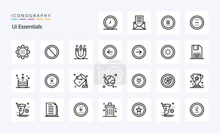 Illustration for 25 Ui Essentials Line icon pack - Royalty Free Image