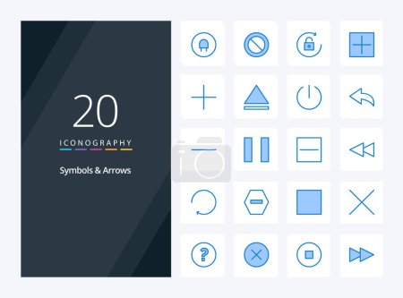 Illustration for 20 Symbols  Arrows Blue Color icon for presentation - Royalty Free Image