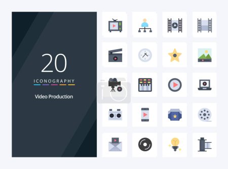 Ilustración de 20 Icono de color plano de producción de vídeo para presentación - Imagen libre de derechos