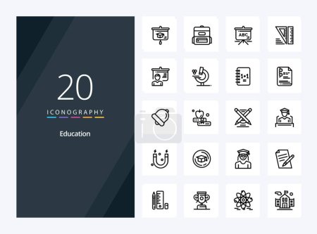 Photo for 20 Education Outline icon for presentation - Royalty Free Image