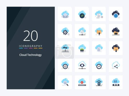 Illustration for 20 Cloud Technology Flat Color icon for presentation - Royalty Free Image