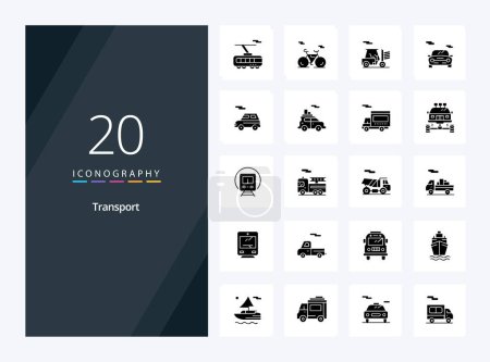 Téléchargez les illustrations : 20 Transport Icône Glyphe solide pour la présentation - en licence libre de droit