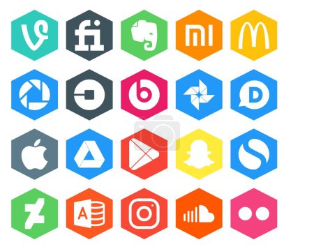 Ilustración de 20 Paquete de iconos de redes sociales Incluyendo simple. aplicaciones. Conductor. google play. manzana - Imagen libre de derechos