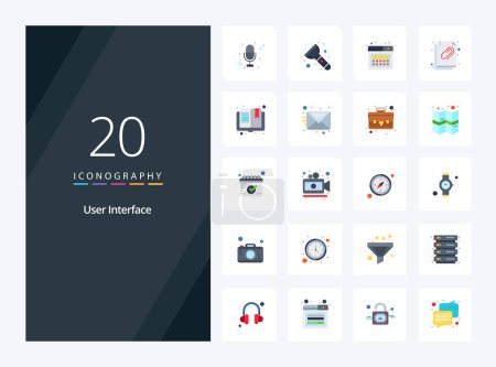Illustration for 20 User Interface Flat Color icon for presentation - Royalty Free Image
