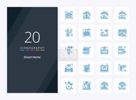 Illustration for 20 Smart Home Blue Color icon for presentation - Royalty Free Image