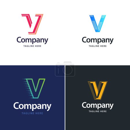 Téléchargez les illustrations : Lettre V Big Logo Pack Design Creative Design de logos modernes pour votre entreprise - en licence libre de droit