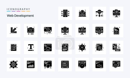 Ilustración de 25 Paquete de iconos de glifos sólidos de desarrollo web - Imagen libre de derechos