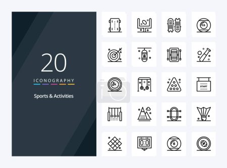 Illustration for 20 Sports  Activities Outline icon for presentation - Royalty Free Image