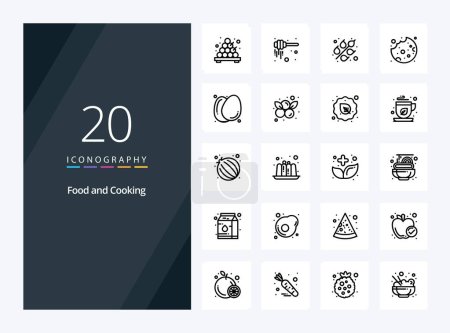 Illustration for 20 Food Outline icon for presentation - Royalty Free Image