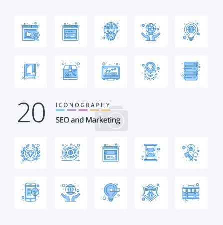 Ilustración de 20 Seo Blue Color icono Pack como la gente de marketing grupo html seo - Imagen libre de derechos