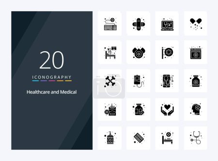 Téléchargez les illustrations : 20 icône de glyphe solide médical pour la présentation - en licence libre de droit