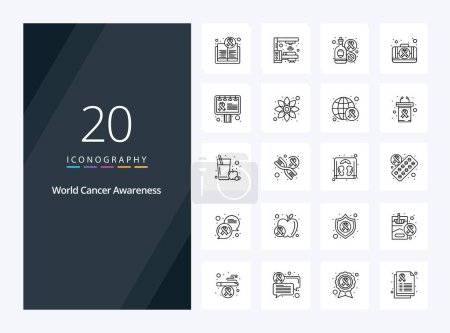 Téléchargez les illustrations : 20 World Cancer Awareness Aperçu icône pour la présentation - en licence libre de droit