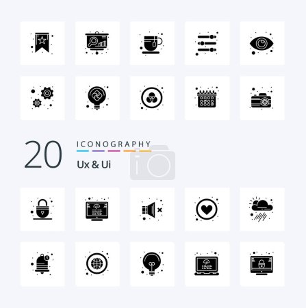 Illustration for 20 Ux And Ui Solid Glyph icon Pack like tool app sound like app - Royalty Free Image