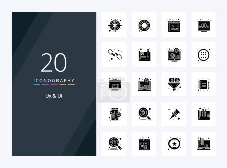 Ilustración de 20 Ux y Ui icono de glifo sólido para la presentación - Imagen libre de derechos
