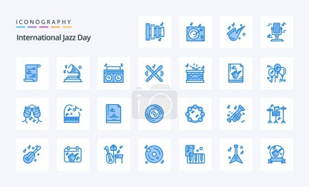 Téléchargez les illustrations : Pack icône 25 Journée Internationale du Jazz Bleu - en licence libre de droit