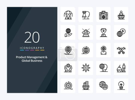 Illustration for 20 Product Managment And Global Business Outline icon for presentation - Royalty Free Image