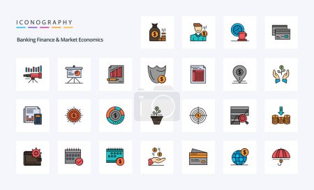 Illustration for 25 Banking Finance And Market Economics Line Filled Style icon pack - Royalty Free Image