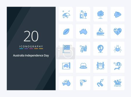 Illustration for 20 Australia Independence Day Blue Color icon for presentation - Royalty Free Image