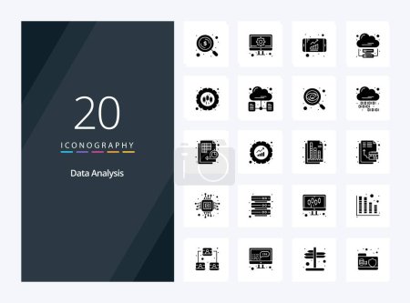 Ilustración de 20 Icono de glifo sólido de análisis de datos para presentación - Imagen libre de derechos