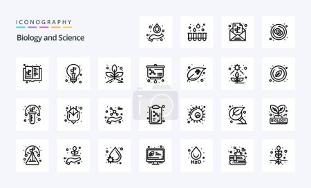 Ilustración de 25 Línea de Biología icono pack - Imagen libre de derechos