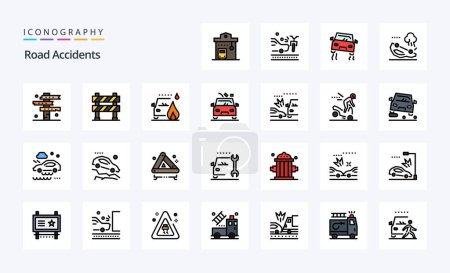 Illustration for 25 Road Accidents Line Filled Style icon pack - Royalty Free Image