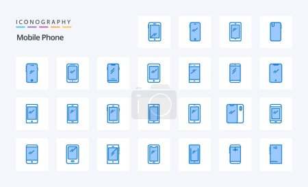 Illustration for 25 Mobile Phone Blue icon pack - Royalty Free Image