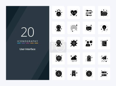 Illustration for 20 User Interface Solid Glyph icon for presentation - Royalty Free Image