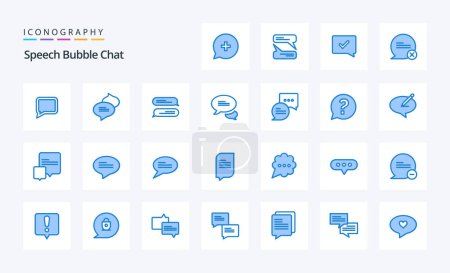 Illustration for 25 Chat Blue icon pack - Royalty Free Image