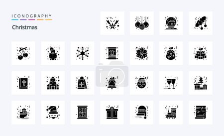 Illustration for 25 Christmas Solid Glyph icon pack - Royalty Free Image