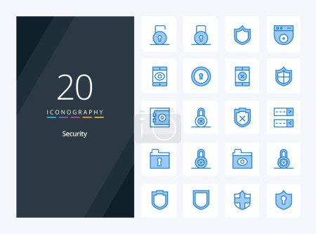 Ilustración de 20 icono de color azul de seguridad para la presentación - Imagen libre de derechos