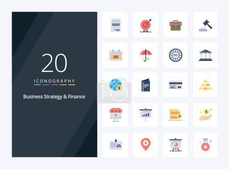 Téléchargez les illustrations : 20 Stratégie d'entreprise et finance Icône couleur plate pour la présentation - en licence libre de droit