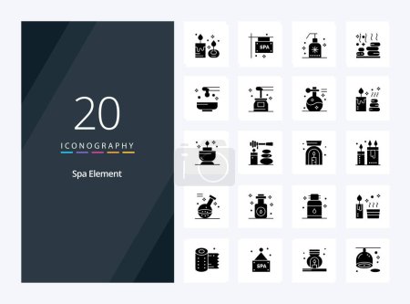 Illustration for 20 Spa Element Solid Glyph icon for presentation - Royalty Free Image