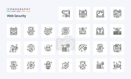 Ilustración de 25 Paquete de iconos de línea de seguridad web - Imagen libre de derechos