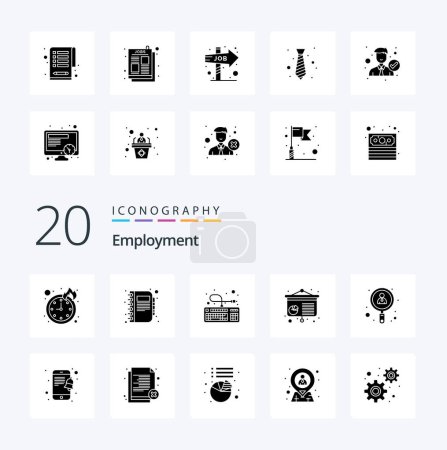 Ilustración de 20 Icono de glifo sólido de empleo Pack como carta de presentación de computadora de empleado de usuario - Imagen libre de derechos