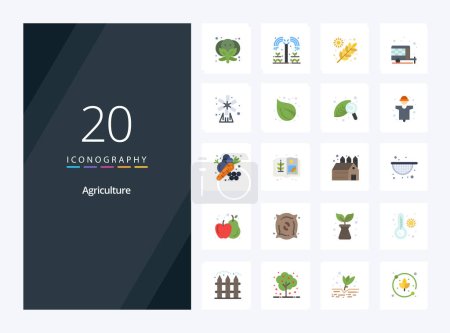Téléchargez les illustrations : 20 Agriculture Icône couleur plate pour la présentation - en licence libre de droit