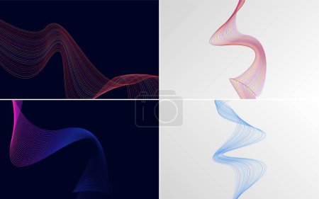 Illustration for Set of 4 vector line backgrounds for a sleek and modern aesthetic - Royalty Free Image