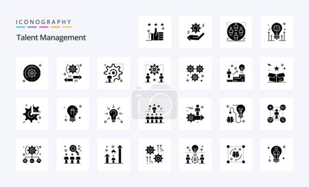 Illustration for 25 Talent Management Solid Glyph icon pack - Royalty Free Image