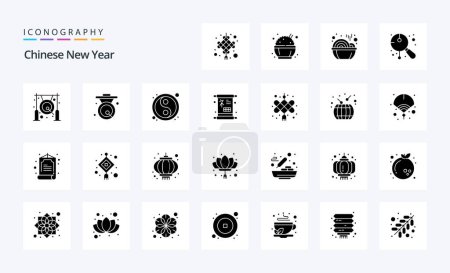 Illustration for 25 Chinese New Year Solid Glyph icon pack - Royalty Free Image