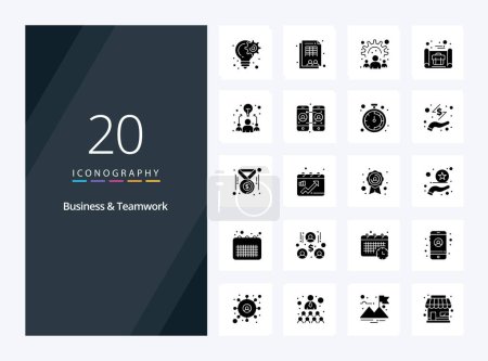 Illustration for 20 Business And Teamwork Solid Glyph icon for presentation - Royalty Free Image