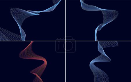 Illustration for Make your designs stand out with these abstract waving line backgrounds - Royalty Free Image