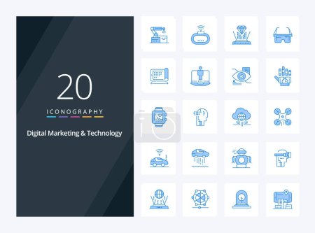 Illustration for 20 Digital Marketing And Technology Blue Color icon for presentation - Royalty Free Image