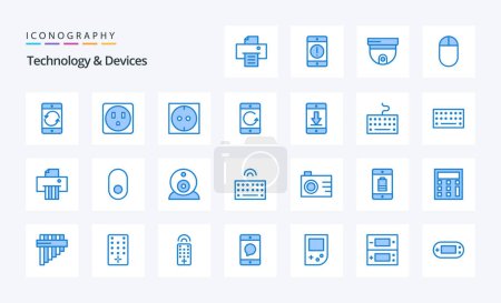 Illustration for 25 Devices Blue icon pack - Royalty Free Image